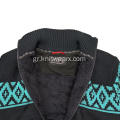 Ανδρική Πλεκτή Fleece Fined Zip Up Jacquard Cardigan